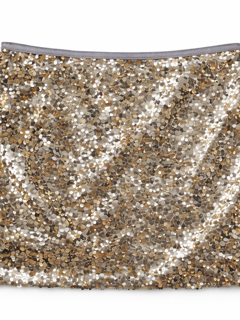 Gold Sequin Mini Skirt Women’s Party Club Holiday Sparkle Stretch Waist Sz SP